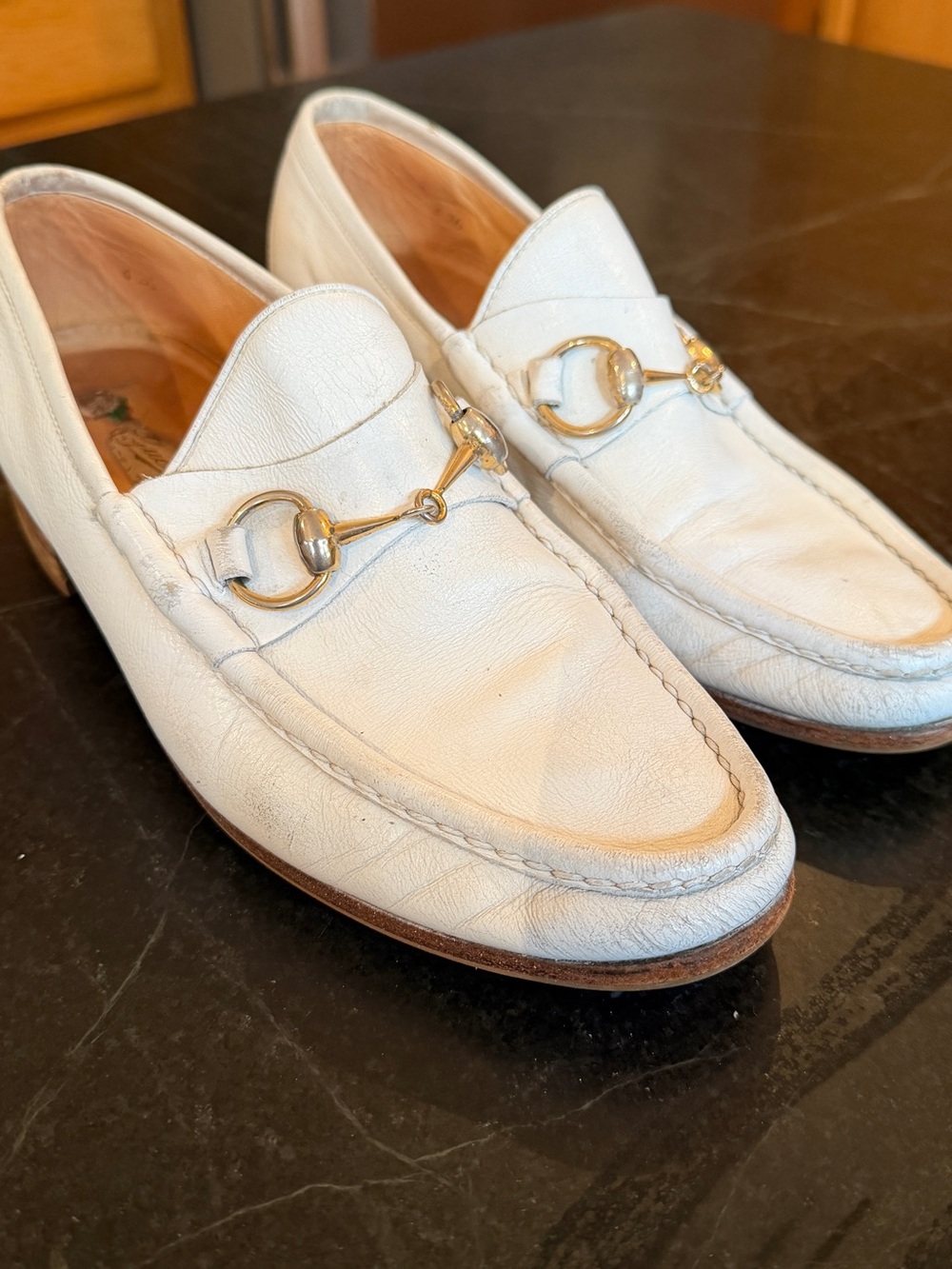 Gucci White Leather Horsebit Loafers - Picture 3 of 8